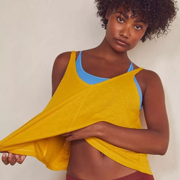 Free People Women's Movement No Sweat Crisscross Tank Top Yellow Small - Picture 2 of 4